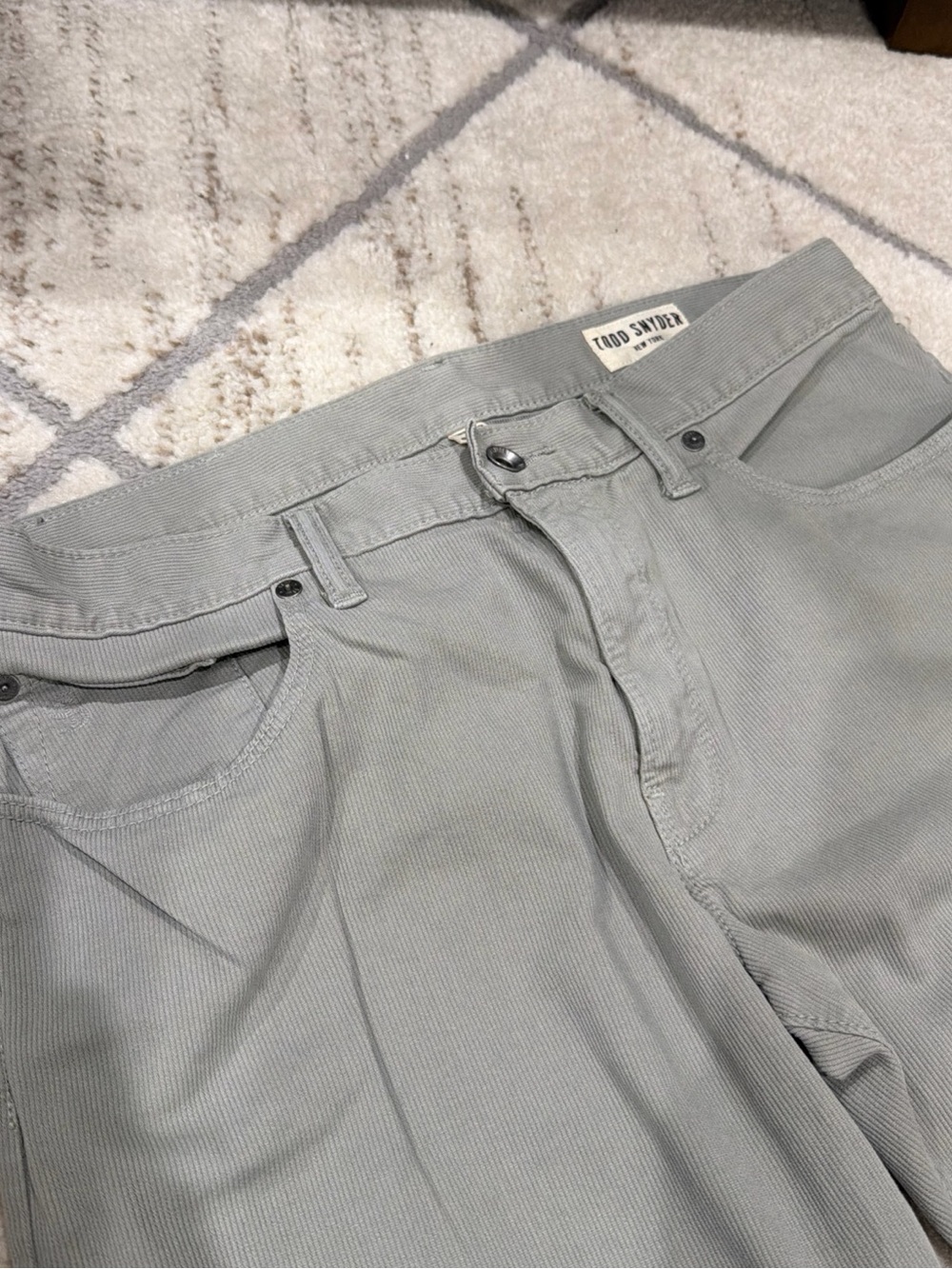 Todd Snyder Men's Slim 5-Pocket Corduroy Pants Sage Green Gray Size 33x32